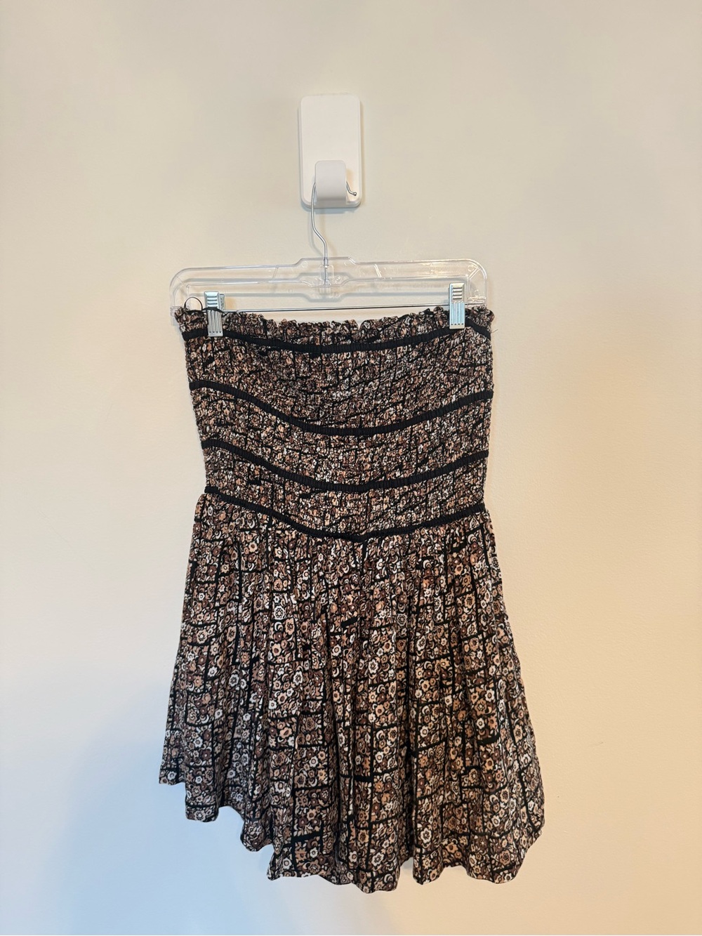 Free People Bali Checked Out Smocked Bohemian Printed Romper Cotton NWT Sz Small - Picture 6 of 8